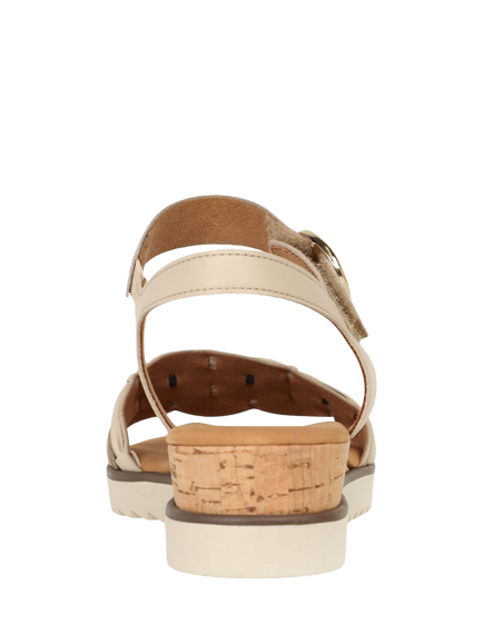 Gabor Revo Leather Wedge Heel Strappy Sandals, Beige Wide Fit - view 2, Beige