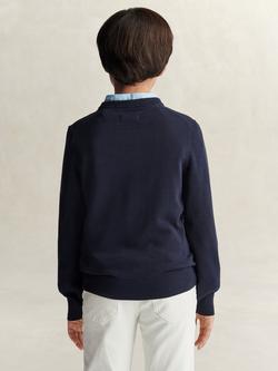 GANT Kids' Shield Cotton Crew Neck Jumper, Evening Blue - view 2, Evening Blue