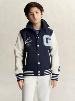 GANT Kids' Graphic Varsity Jacket, Evening Blue/Multi, Evening Blue/Multi