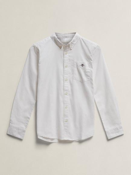 GANT Kids' Shield Linen Blend Shirt, White, White
