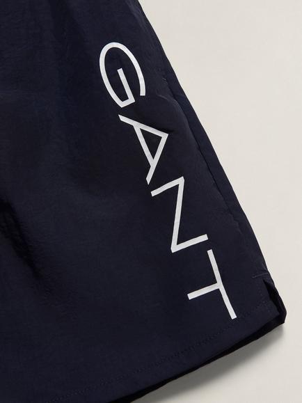 GANT Kids' Logo Drawstring Swim Shorts, Evening Blue - view 2, Evening Blue