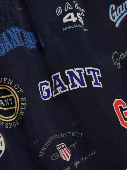 GANT Kids' Logo Drawstring Swim Shorts, Evening Blue/Multi - view 2, Evening Blue/Multi