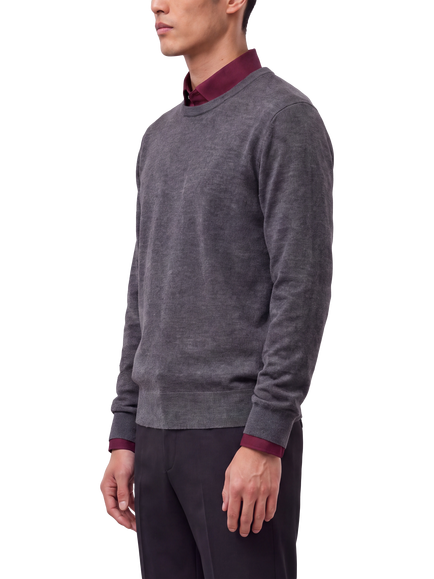 Richard James London Crew Neck Merino Wool Jumper - view 2, Grey