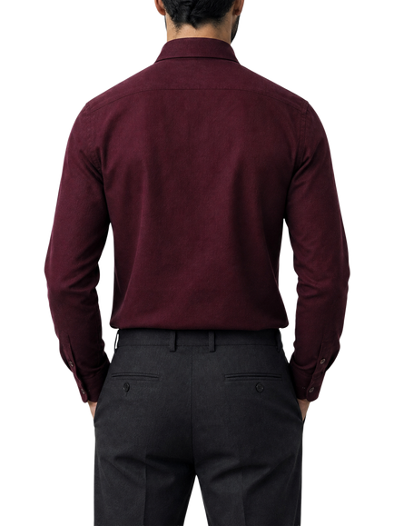 Richard James London Cotton Flannel Shirt, Dark Brown - view 2, Dark Brown