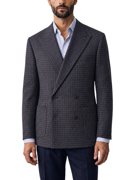 Richard James London Double Breasted Check Blazer, Brown, Brown