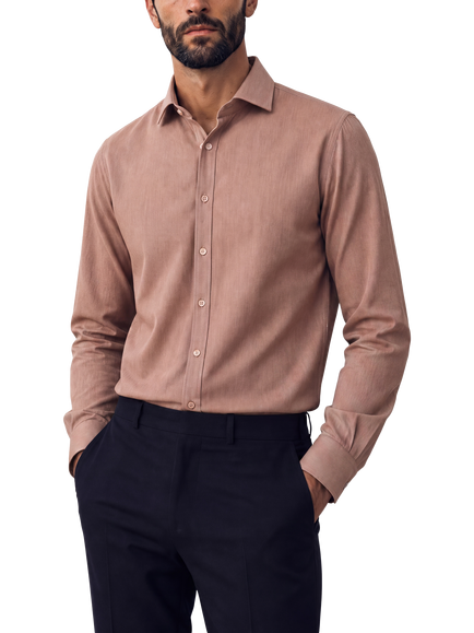 Richard James London Cotton Flannel Shirt, Beige, Beige