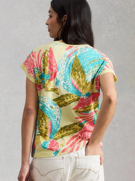 White Stuff Nelly Notch T-Shirt, Green/Multi - view 2, Green/Multi