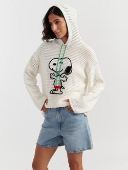 Chinti & Parker Snoopy Crochet Hoodie, Cream, Cream