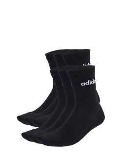 adidas Linear Crew Cushioned Socks, Pack of 6, Black/White, Black/White