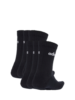 adidas Linear Crew Cushioned Socks, Pack of 6, Black/White - view 2, Black/White