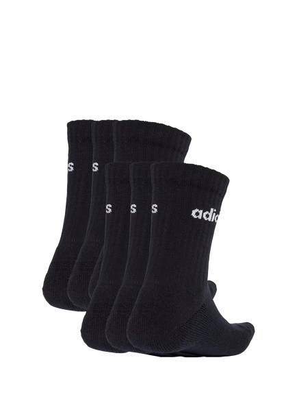 adidas Linear Crew Cushioned Socks, Pack of 6, Black/White - view 2, Black/White