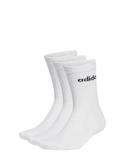 adidas Linear Crew Cushioned Socks, Pack of 3, White/Black, White/Black