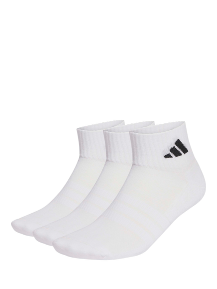 adidas Cushioned Ankle Socks, Pack of 3, White/Black, White/Black