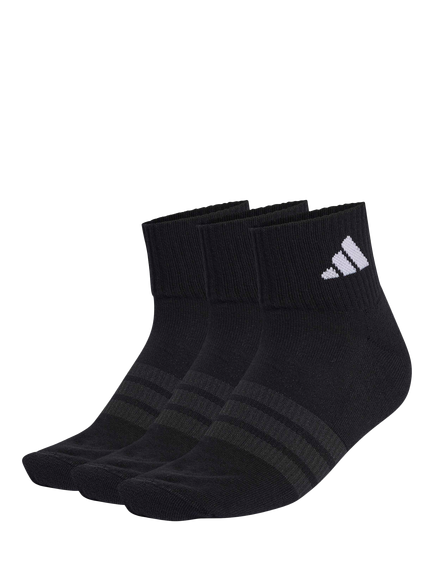 adidas Cushioned Ankle Socks, Pack of 3, Black/White, Black/White