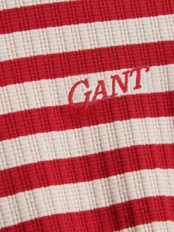 GANT Kids' Striped T-Shirt Dress, Ruby Red/White - view 2, Ruby Red/White