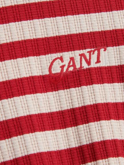 GANT Kids' Striped T-Shirt Dress, Ruby Red/White - view 2, Ruby Red/White