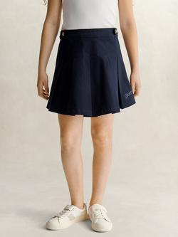 GANT Kids' Pleated Cotton Twill Skirt, Evening Blue, Evening Blue
