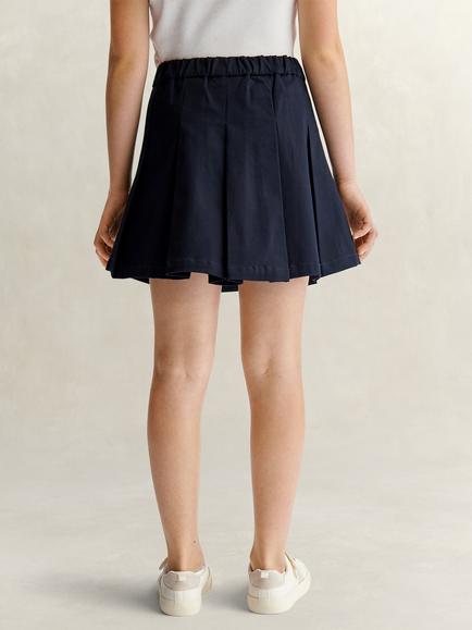 GANT Kids' Pleated Cotton Twill Skirt, Evening Blue - view 2, Evening Blue