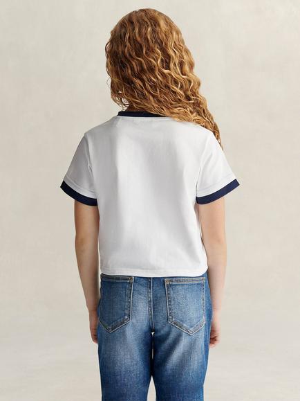 GANT Kids' Collegiate Short Sleeve Ringer T-Shirt, White - view 2, White