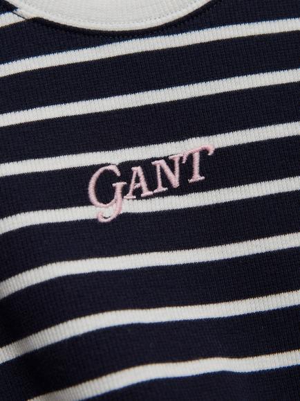 GANT Kids' Logo Rib Stripe Vest, Evening Blue/White - view 2, Evening Blue/White
