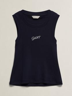 GANT Kids' Logo Rib Vest, Evening Blue
