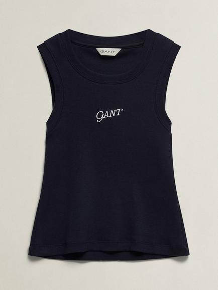 GANT Kids' Logo Rib Vest, Evening Blue