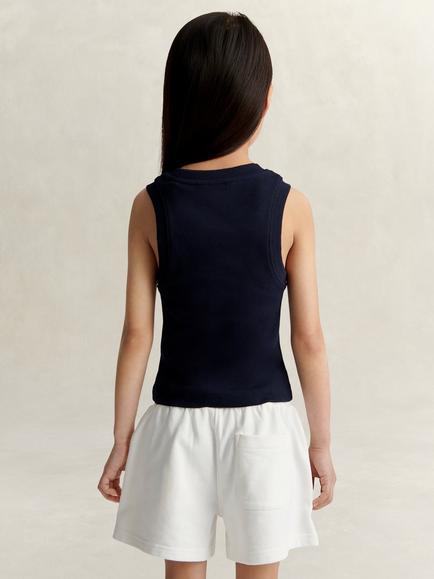 GANT Kids' Ribbed Cotton Sleeveless Logo Vest, Evening Blue - view 2, Evening Blue