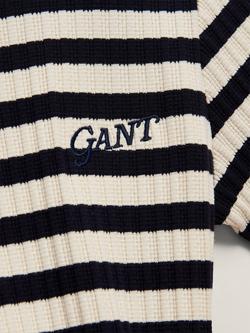 GANT Kids' Textured Short Sleeve Stripe T-Shirt - view 2, Evening Blue/White