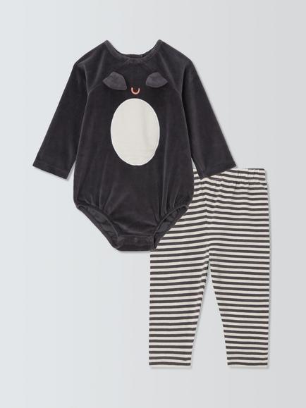 John Lewis Baby Bat Bodysuit & Leggings Set, Nine Iron, Nine Iron