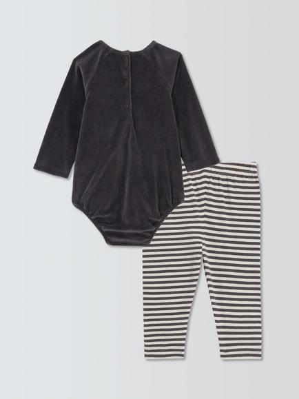 John Lewis Baby Bat Bodysuit & Leggings Set, Nine Iron - view 2, Nine Iron