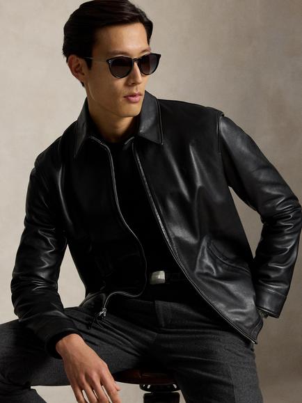 Polo Ralph Lauren Maxwell Leather Jacket, Polo Black, Polo Black