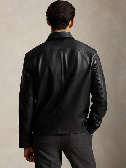 Polo Ralph Lauren Maxwell Leather Jacket, Polo Black - view 2, Polo Black