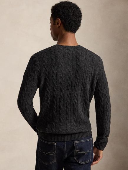 Polo Ralph Lauren Wool Rich Cable Knit Jumper, Dark Granite Hthr - view 2, Dark Granite Hthr
