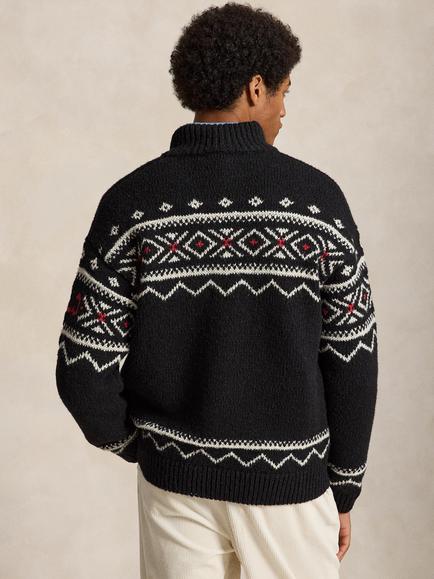 Polo Ralph Lauren Fair Isle Wool Half-Zip Jumper, Black Combo - view 2, Black Combo
