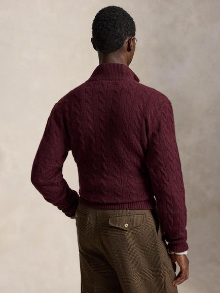Polo Ralph Lauren Quarter-Zip Wool Rich Jumper, Aged Wine Heather - view 2, Aged Wine Heather