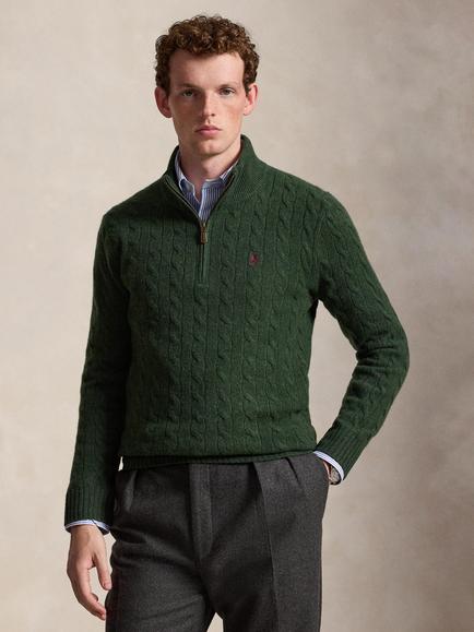 Polo Ralph Lauren Wool Rich Cable Knit Jumper, Lodgepole Pine Heath, Lodgepole Pine Heath