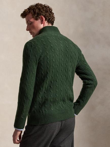 Polo Ralph Lauren Wool Rich Cable Knit Jumper, Lodgepole Pine Heath - view 2, Lodgepole Pine Heath