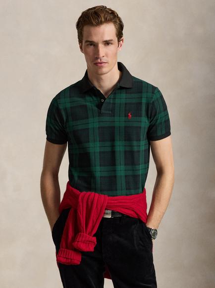 Polo Ralph Lauren Blackwatch Mesh Polo Shirt, Blackwatch Plaid, Blackwatch Plaid