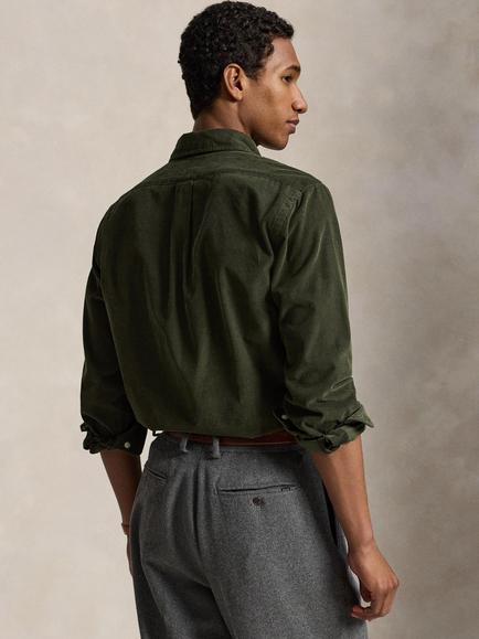 Polo Ralph Lauren Cord Long Sleeve Shirt, Company Olive W/Khak - view 2, Company Olive W/Khak