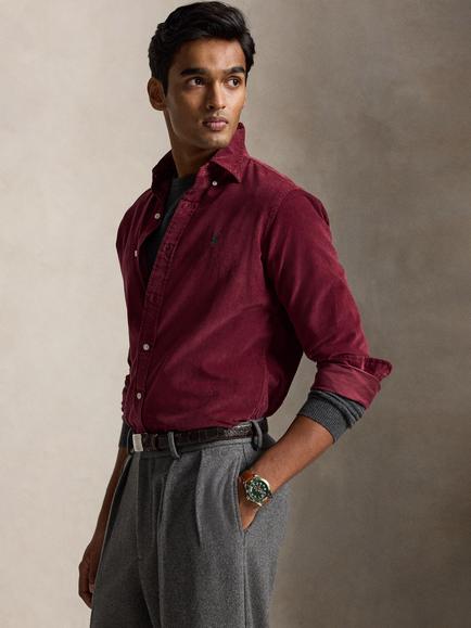 Polo Ralph Lauren Corduroy Long Sleeve Shirt, Classic Wine W/Pine, Classic Wine W/Pine