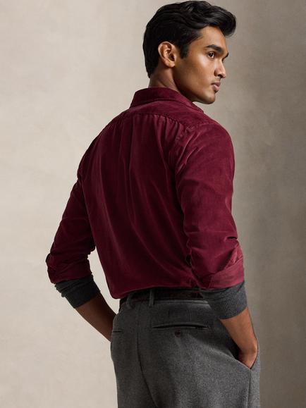 Polo Ralph Lauren Corduroy Long Sleeve Shirt, Classic Wine W/Pine - view 2, Classic Wine W/Pine