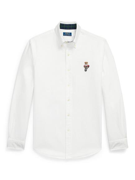Polo Ralph Lauren Holiday Bear Cotton Regular Fit Shirt, 7437C Ceramic White, 7437c Ceramic White