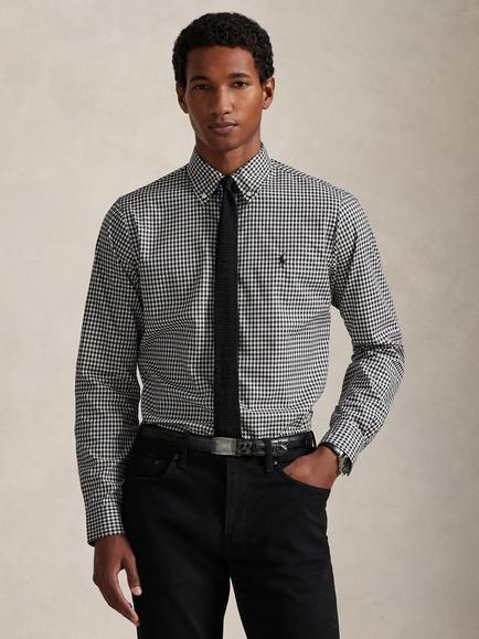 Polo Ralph Lauren Regular Fit Cotton Mini Check Shirt, 4192B Nero/Blanc, 4192b Nero/Blanc