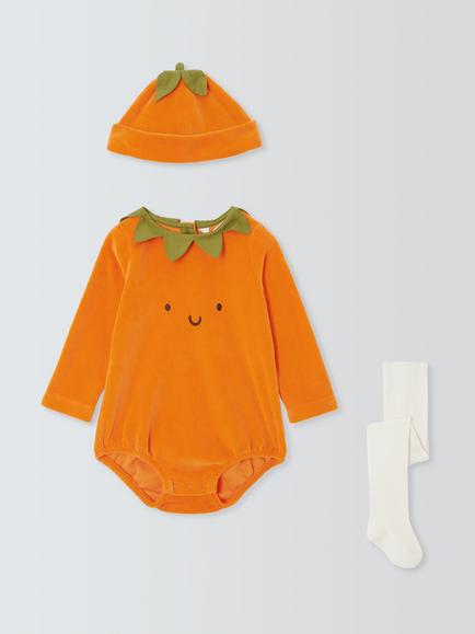 John Lewis Baby Pumpkin Bodysuit, Hat & Tights Set, Amberglow, Orange