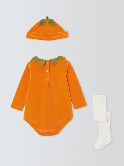 John Lewis Baby Pumpkin Bodysuit, Hat & Tights Set, Amberglow - view 2, Orange