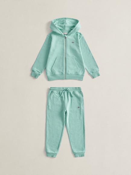 GANT Kids' Shield Full Zip Hoodie and Joggers Set, Washed Turquoise, Washed Turquoise