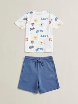 GANT Kids' Archive Shield Print T-Shirt and Short Set, White, White