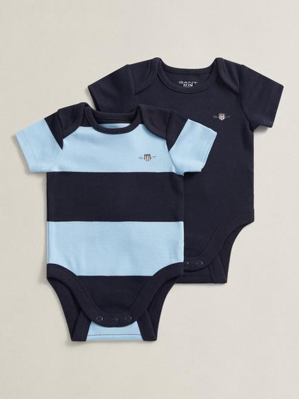 GANT Baby Striped Short Sleeve Romper, Pack of 2, Blue