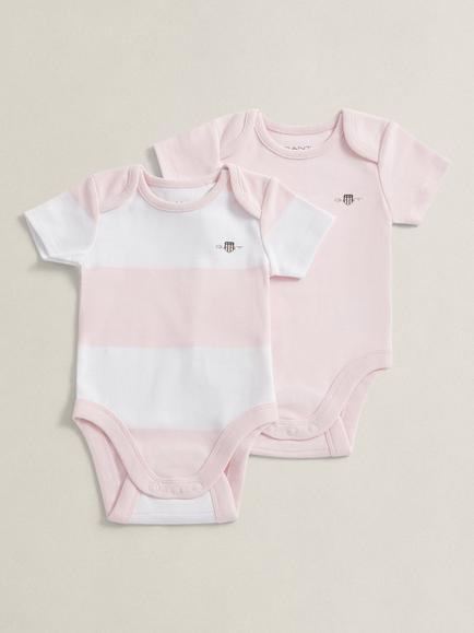 GANT Baby Striped Short Sleeve Romper, Pack of 2, Light Pink