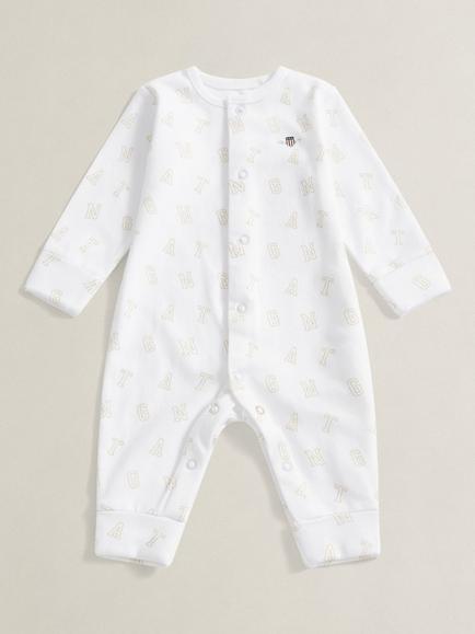 GANT Baby Long Sleeve Monogram Sleepsuit, White, White